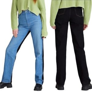 PacSu 90s boyfriend color block denim jeans